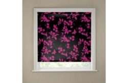 Butterfly and Black Blosson Roller Blind - 5ft - Pink.